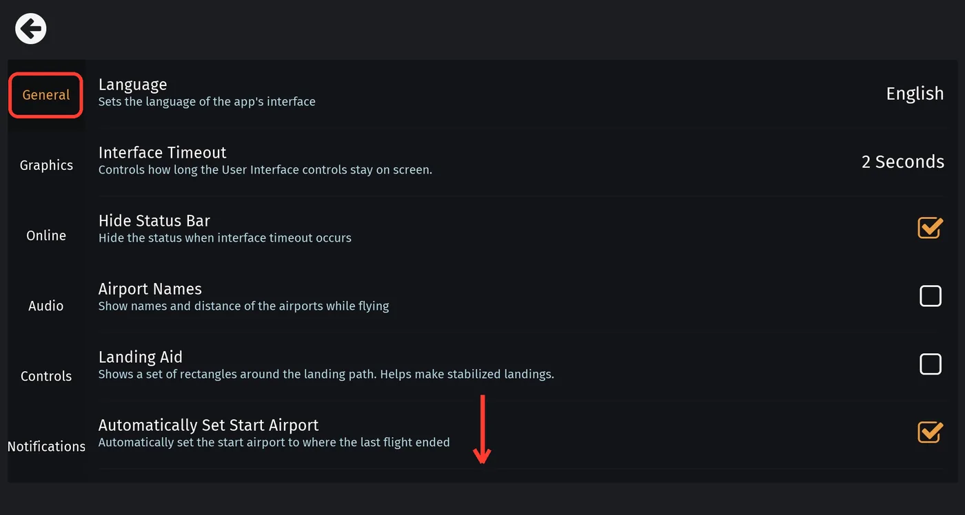 3. Stay in General and scroll down (red arrow)