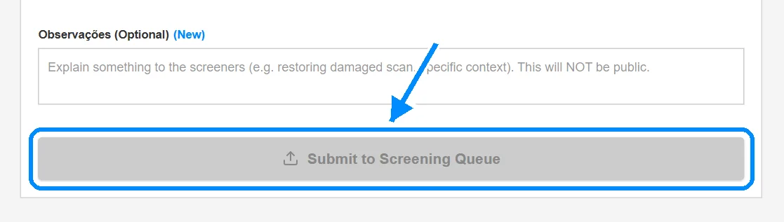 7. Click Submit to Screening Queue